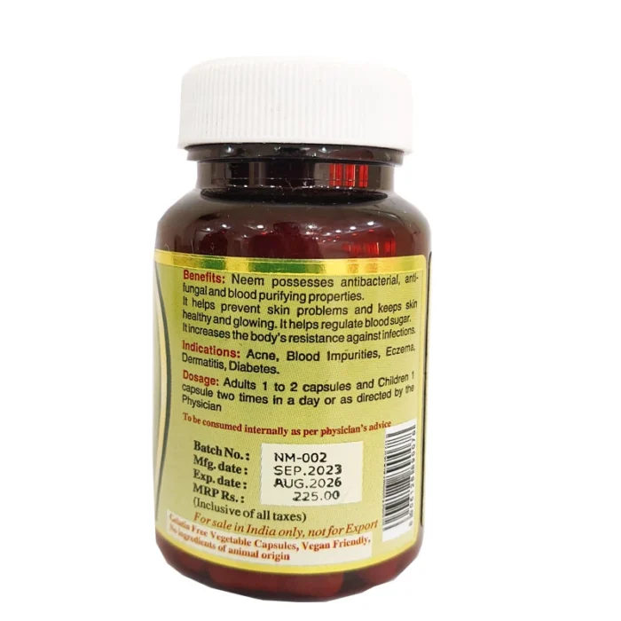 Maha Herbals Neem Extract Capsules - 60 Caps for Acne - Image 2