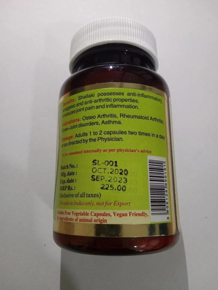Maha Herbals Shallaki Extract Capsules - Joint Pains 60 Caps - Image 2