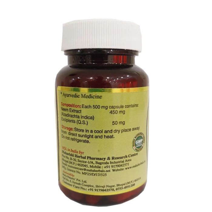 Maha Herbals Neem Extract Capsules - 60 Caps for Acne - Image 3