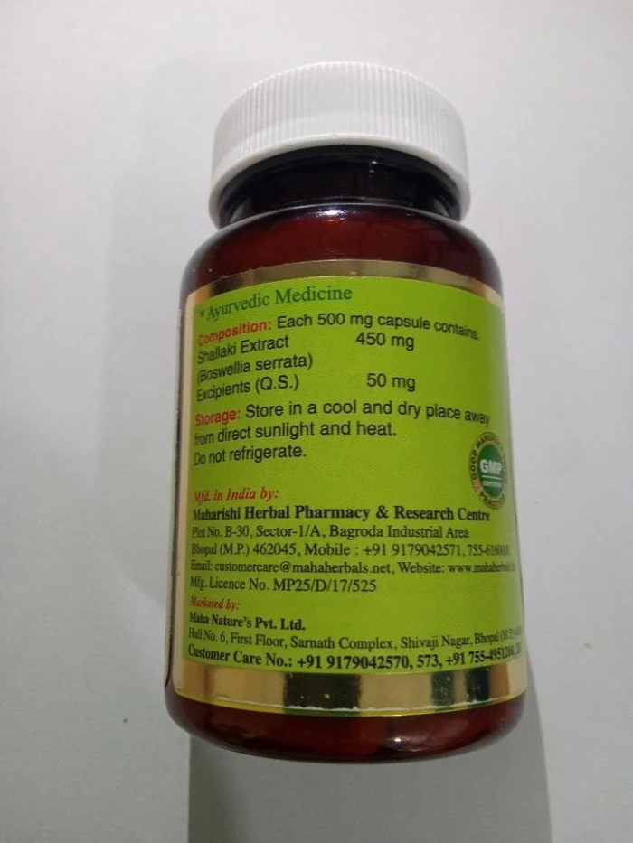 Maha Herbals Shallaki Extract Capsules - Joint Pains 60 Caps - Image 3