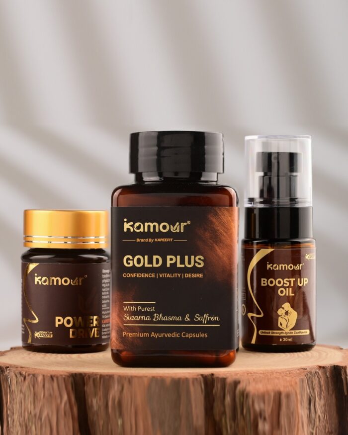 Kamour Confidence Kit – Ayurvedic Stamina Capsules & Oil Pack